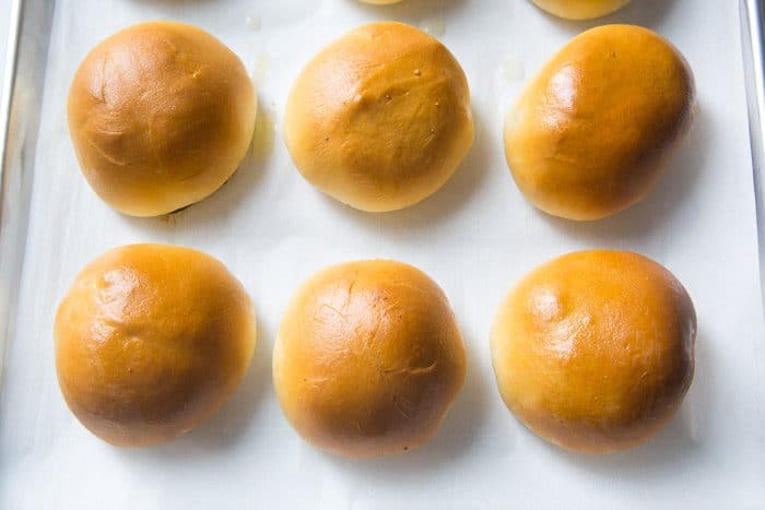 The bierocks after baking golden-brown