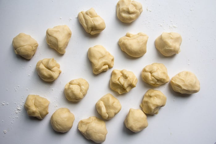 Dough divided into small balls
