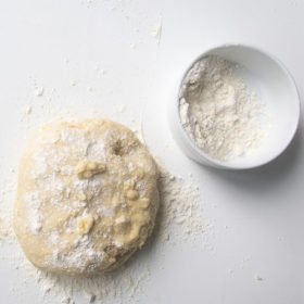 Dough on a lightly floured countertop