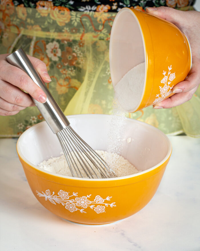 whisking dry ingredients together