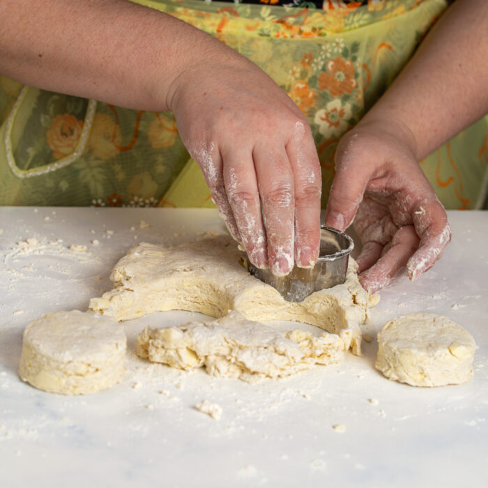 cutting biscuits with a cutter
