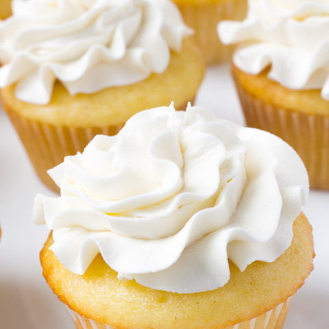 Cupcakes iced with swiss meringue buttercream
