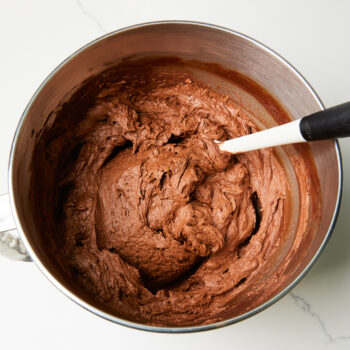 chocolate buttercream frosting in a bowl