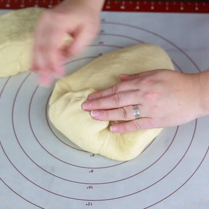 Shaping the dough for a sandwich loaf