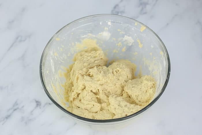 Shaggy dough before being kneaded for white bread
