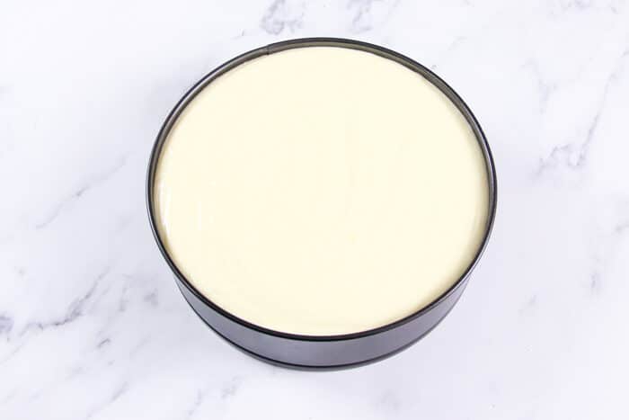 Cheesecake before it is baked