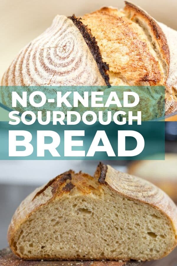 This is my favorite no-knead sourdough bread recipe. It is an easy, beginner sourdough bread that requires very little effort or skill and it creates a beautiful crusty loaf! 