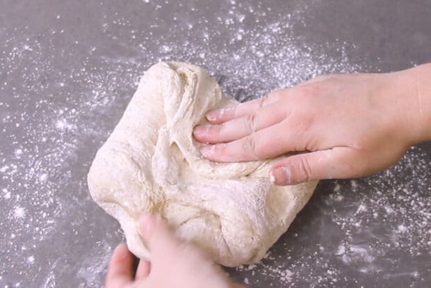 Shaping dough into a boule