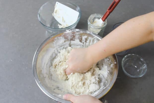 Mixing dough by hand