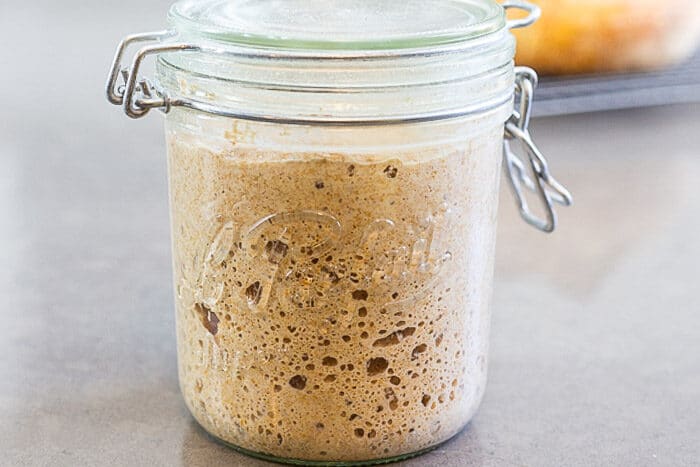 Ripe starter that is ready to bake with