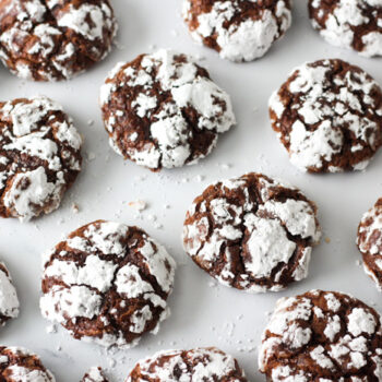 Chocolate Crinkle Cookies lined up