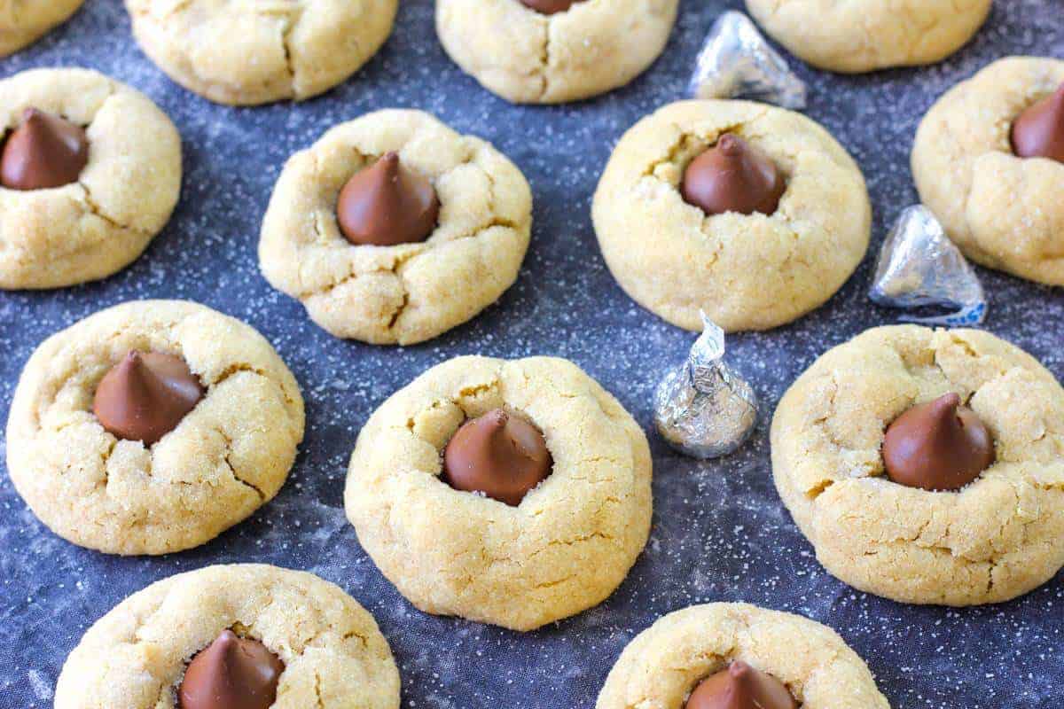 Peanut Butter Blossoms lined up for a beauty shot