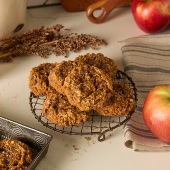 salted caramel apple cookies on a wire rack