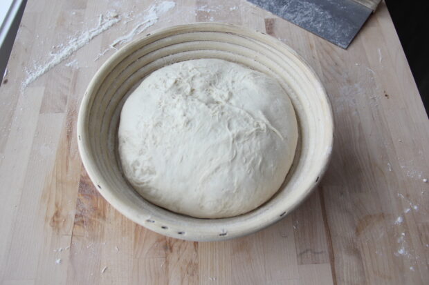 Dough ball in a banneton basket