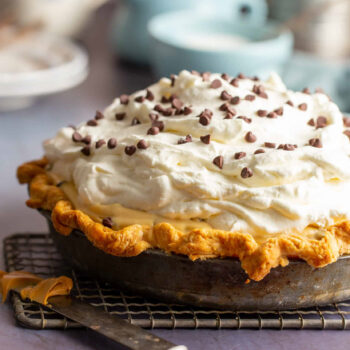 Chocolate Peanut Butter Pie topped with whipped cream