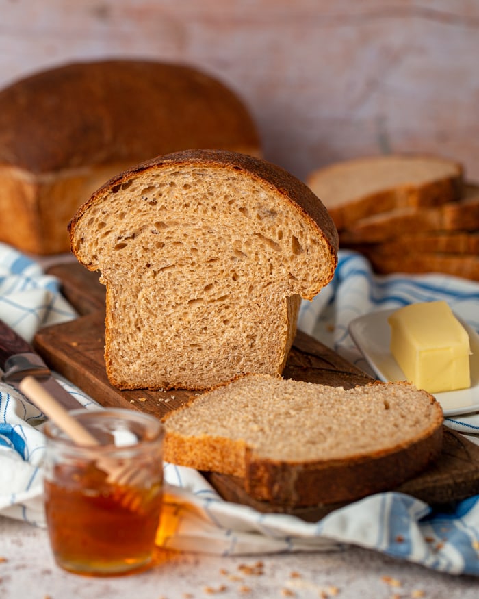 Honey Wheat Sourdough Sandwich Bread - Baker Bettie