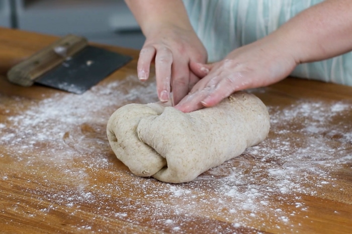 Shaping the dough into a log