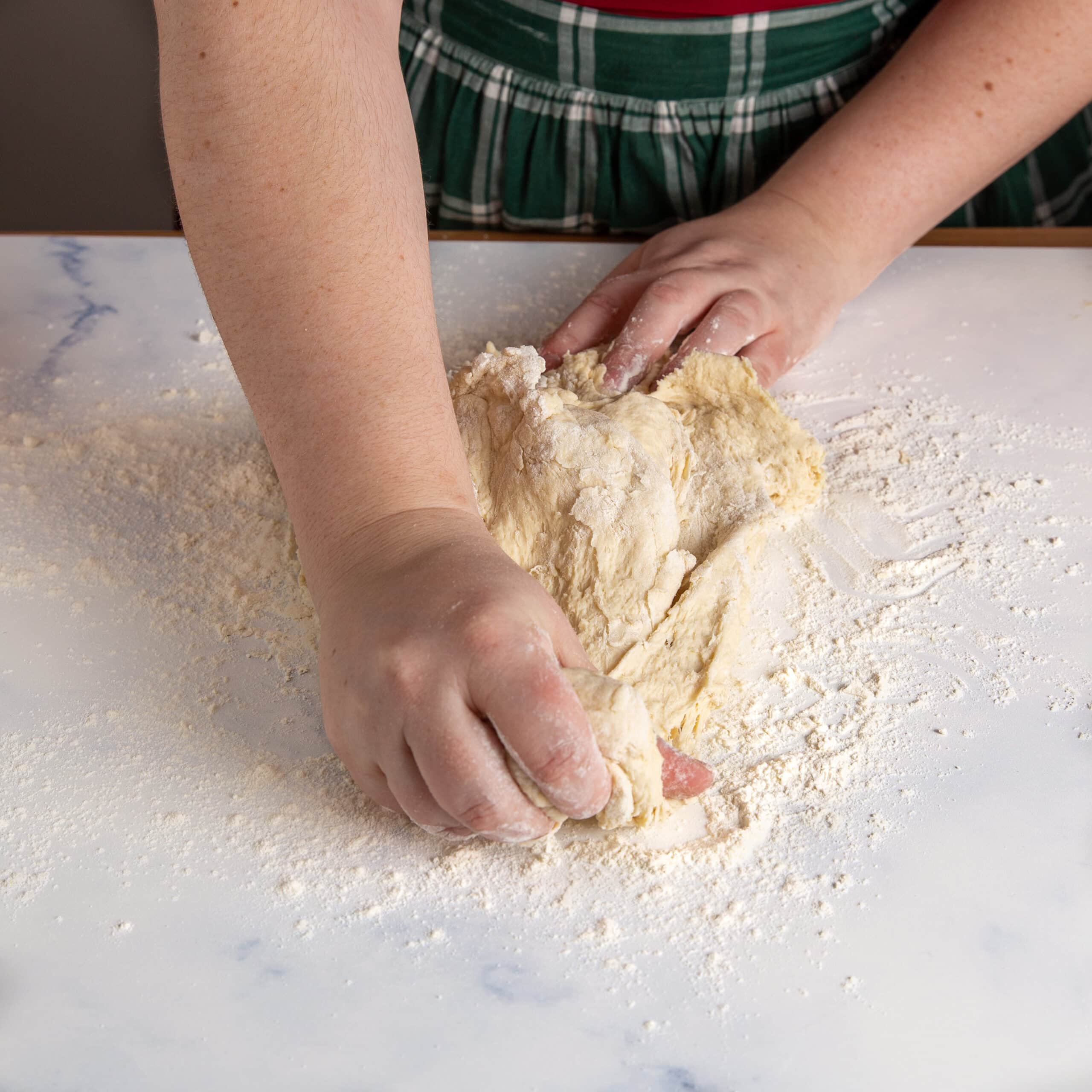 Kneading the dough by hand
