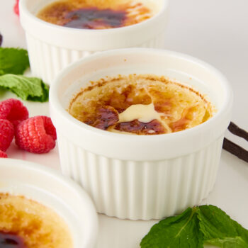 creme brulee cracked with a spoon