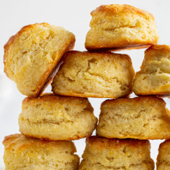 golden biscuits stacked on each other
